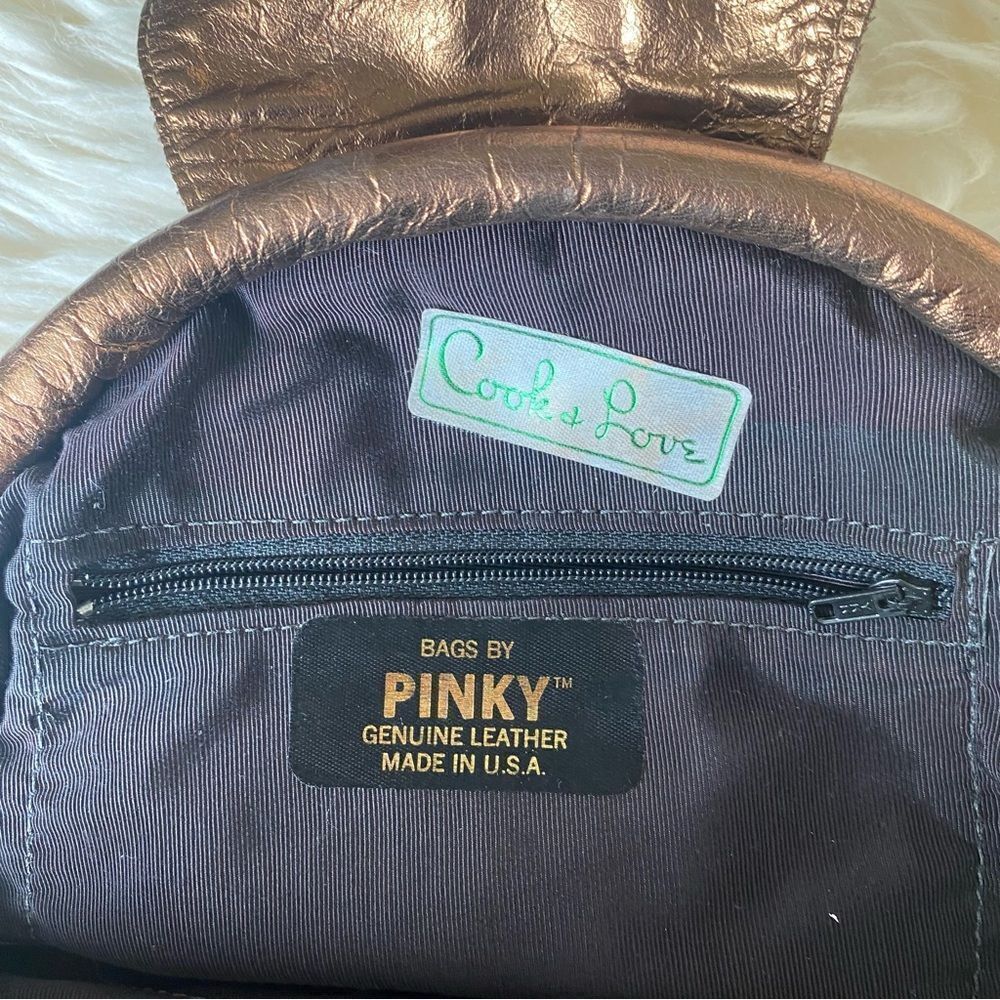 Bronze Metallic Leather Crossbody Evening Bag Bags by Pinky - Picture 2 of 7
